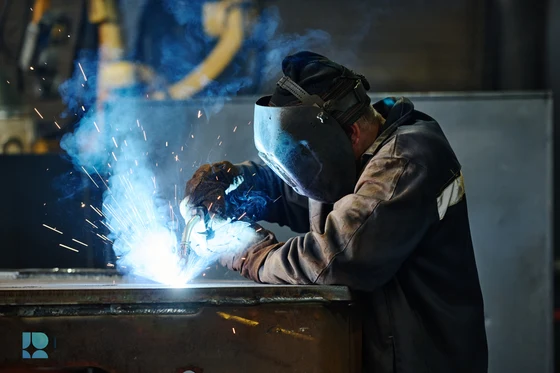 Welding in our fabrication shop